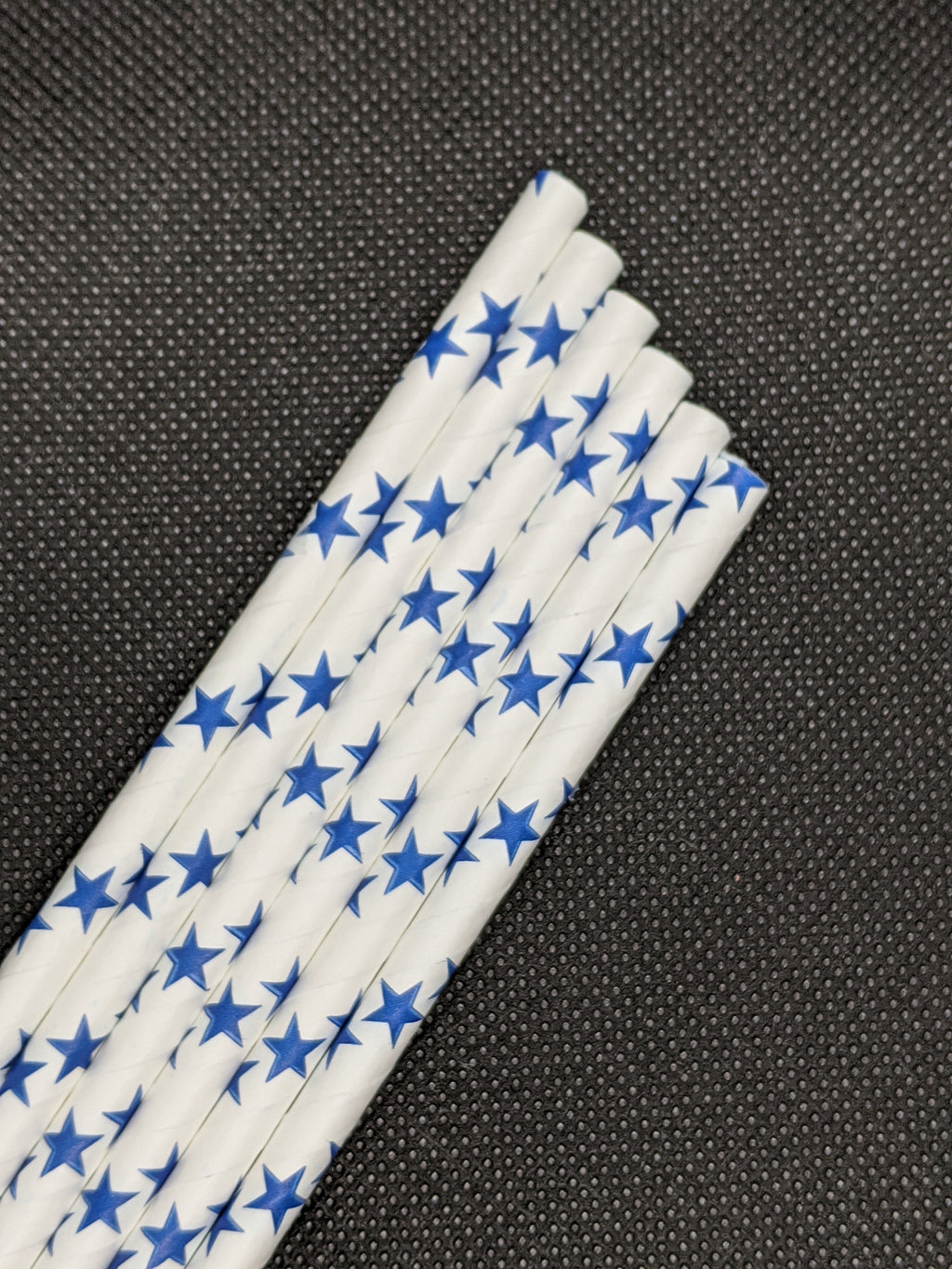 7.75" PAPER STRAWS - BLUE STAR DESIGN - 2400 CT (WRAPPED) - Orcas Ocean Straws
