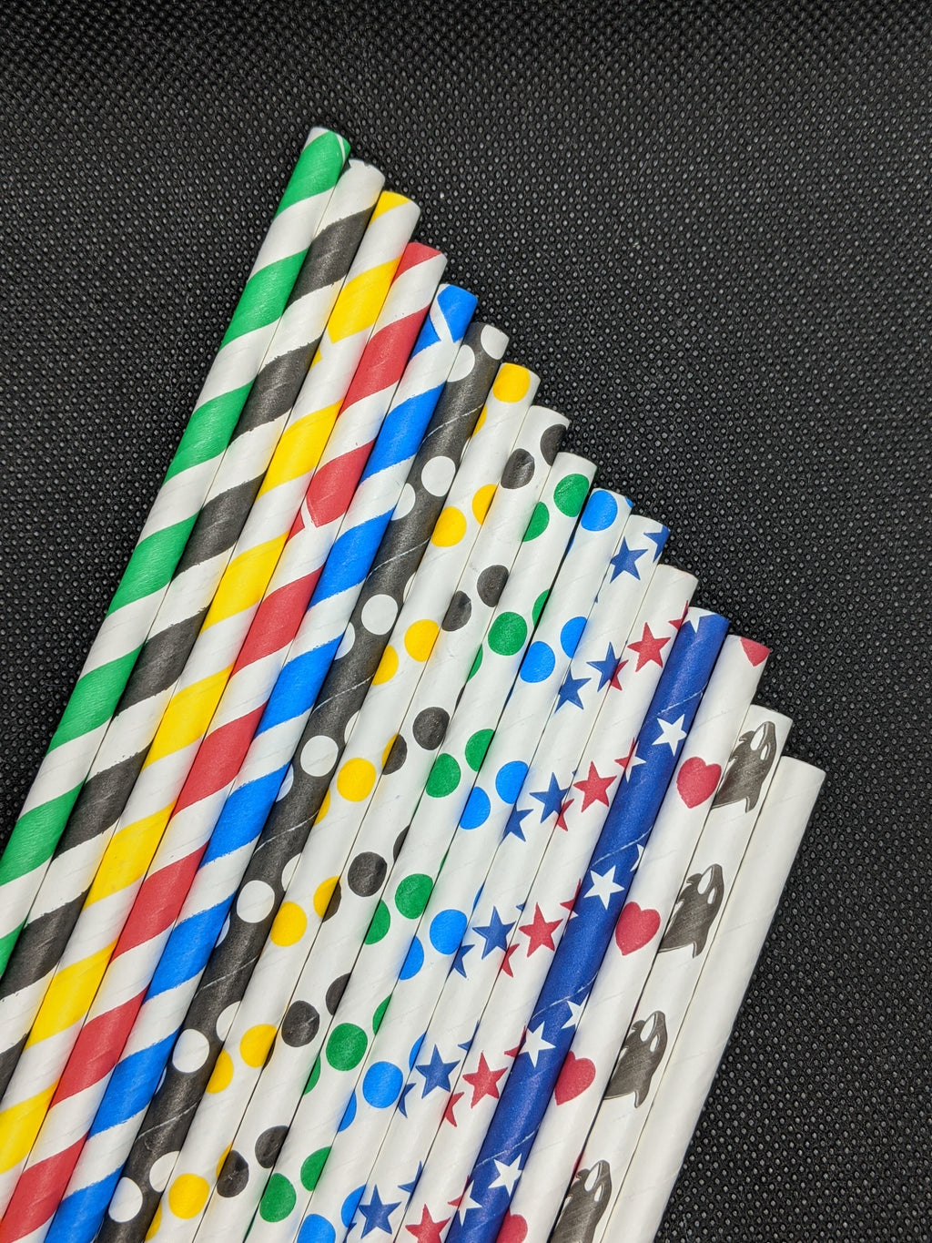 7.75" PAPER STRAWS - VARIETY DESIGNS - 2400 CT (WRAPPED)