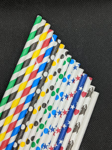 7.75" PAPER STRAWS - VARIETY DESIGNS - 4000 CT (UNWRAPPED)